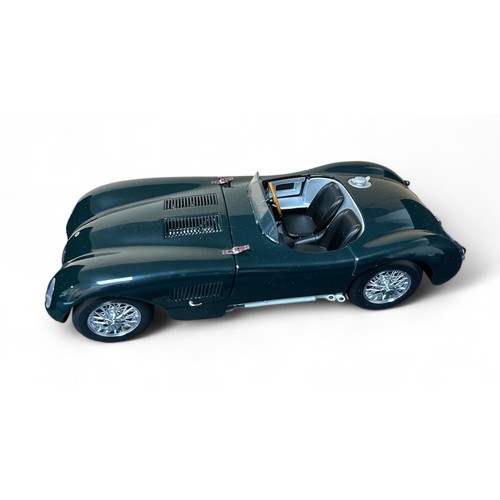 22 - Autoart 1/18th scale Jaguar C Type green No. 73500, generally excellent in excellent to good plus wi... 