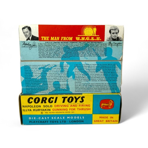 212 - Corgi No. 497 The Man From Uncle Thrush-Buster, metallic blue, yellow interior, silver spotlights, s... 