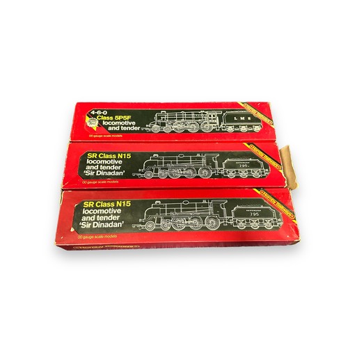 572 - Hornby trio of locomotives, generally excellent in good or better boxes (end flaps detached or sello... 