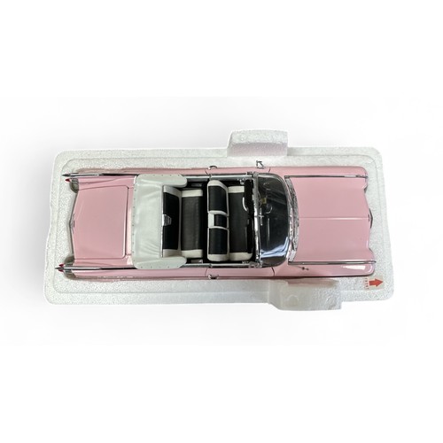 230 - Danbury Mint 1/24th scale 1959 Cadillac Series 62 Pink with off white/black interior and hood down, ... 