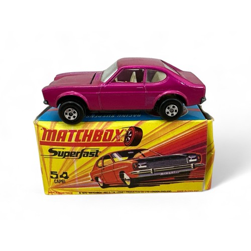 290 - Matchbox 1-75 series Superfast Ford Capri metallic cerise with off-white interior 5-slot wheels with... 