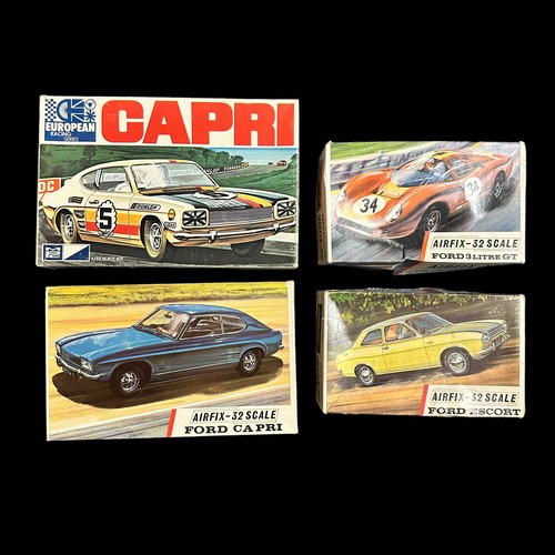 672 - Airfix 1/32nd scale unmade Ford kits, mainly on sprue, with instructions and unused decals (where pr... 