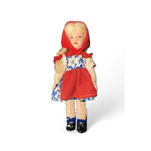 464 - Made in Germany folk dressed doll, generally excellent to good plus in good plus box with printed pa... 