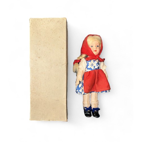 464 - Made in Germany folk dressed doll, generally excellent to good plus in good plus box with printed pa... 