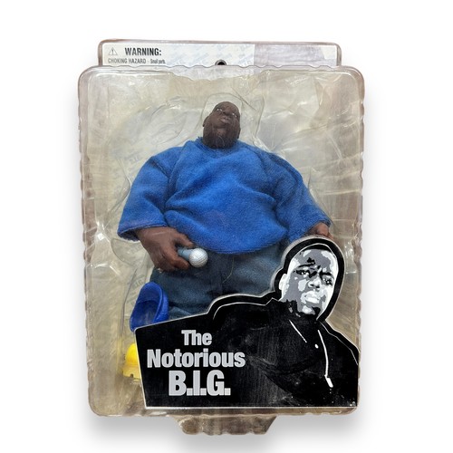 461 - Mezco 2006 Notorious B.I.G No. 33400, wearing blue jumper, approx. H22cm/9