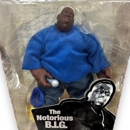 461 - Mezco 2006 Notorious B.I.G No. 33400, wearing blue jumper, approx. H22cm/9