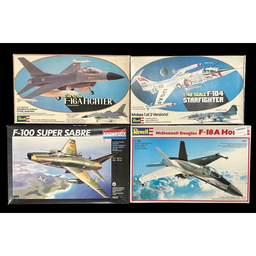 681 - 1/48th scale US jet aircraft collection, unmade and unpainted plastic kits, generally excellent in e... 