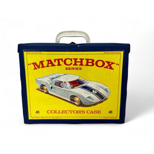 286 - Matchbox carry case (Ford GT40 illustration, darker blue) and inner blue trays (4) including mainly ... 