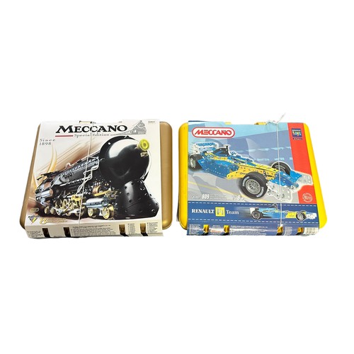 500 - Meccano (France) pair of Special Edition sets, with Renault F1 racing car No. 0508 and Railroad loco... 