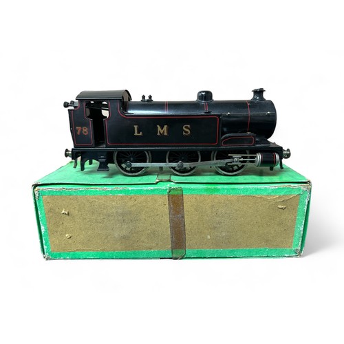 519 - Bassett-Lowke O Gauge clockwork (with key) LMS black 78 0-6-0T locomotive, generally excellent to go... 