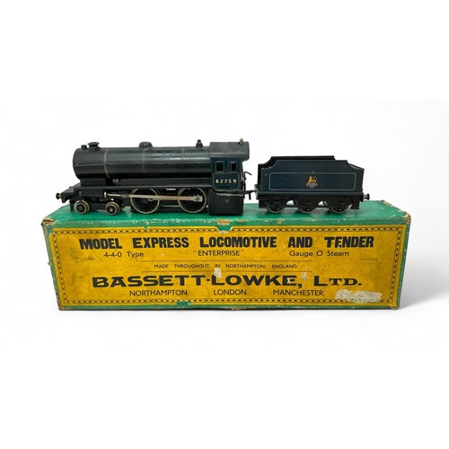 517 - Bassett-Lowke O Gauge Live Steam BR black 62759 Enterprise Express locomotive and tender, has been f... 