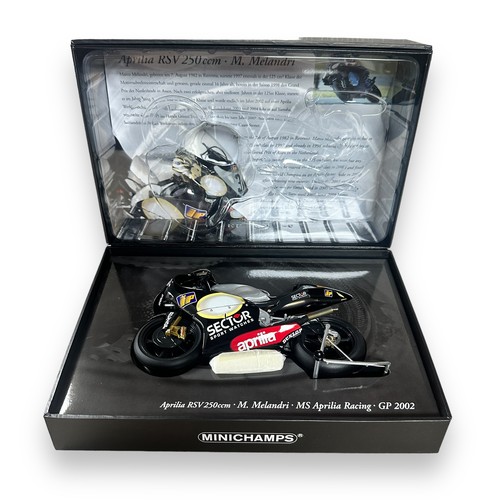 310 - Minichamps 1/12th scale 2002 Aprilia RSV 250 M Melandri No. 122 020003 (Classic Bike series No. 46),... 