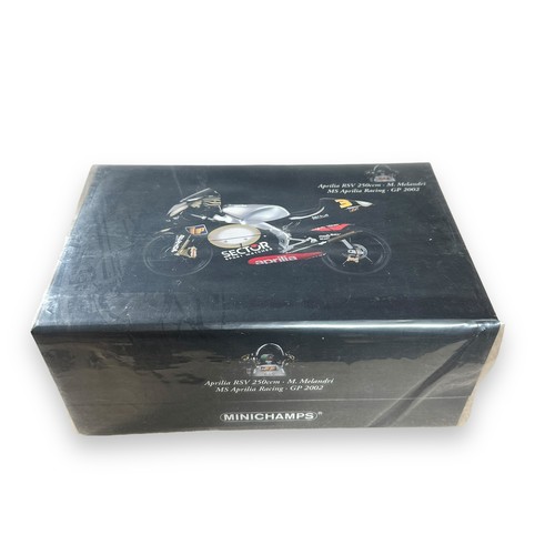 310 - Minichamps 1/12th scale 2002 Aprilia RSV 250 M Melandri No. 122 020003 (Classic Bike series No. 46),... 