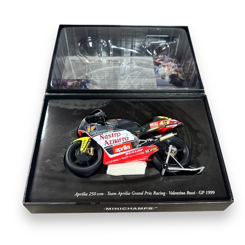 312 - Minichamps 1/12th scale 1999 Aprilia 250 V Rossi No. 122 990086 (Classic Bike series No. 34), genera... 