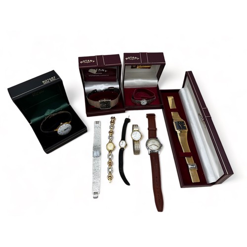 62 - Nine Rotary watches including a boxed silver ladies watch and three other boxed watches.