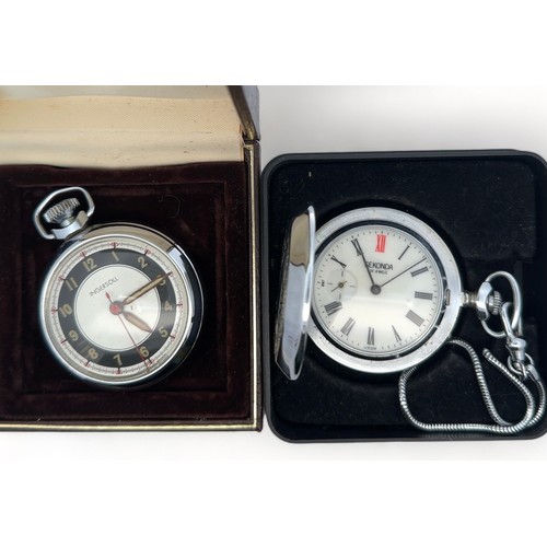 67 - Two pocket watches. A boxed Sekonda full hunter white metal 18 jewels pocket watch and an Ingersoll ... 