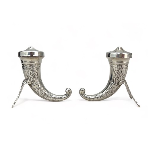 81 - A pair of cornucopia 830 silver salts.  Approx 53mm high, 33g.