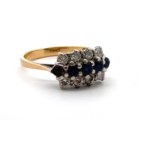 28 - An 18ct gold, diamond and sapphire ring. Size N. Missing one sapphire. Weight 3.67g.

Please see the... 