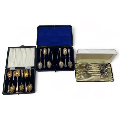 71 - A cased set of six silver gilt spoons, Cooper Brothers & Sons Ltd, Sheffield 1963 hallmarks. A a cas... 