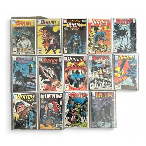 487 - DC Detective Comics 1980s Nos 579, 581, 582, 584, 587, 590, 592-595, 597,-600: All 14 comics are bag... 