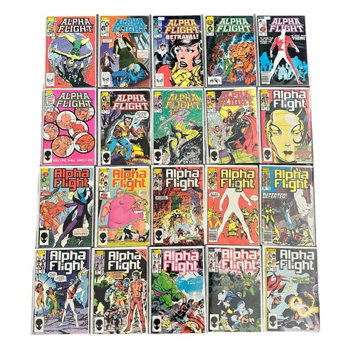 555 - Marvel Comics Alpha Flight 1980s Nos 4, 7, 8, 9, 11-14, 16, 20, 21, 22, 24-28: All 20 comics are bag... 