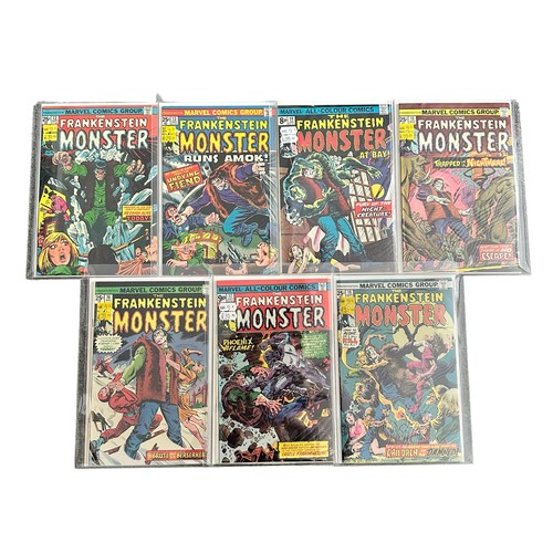 571 - Marvel Comics The Frankenstein Monster 1970s Nos 12, -18: All 7 comics are bagged & boarded in Mylar... 