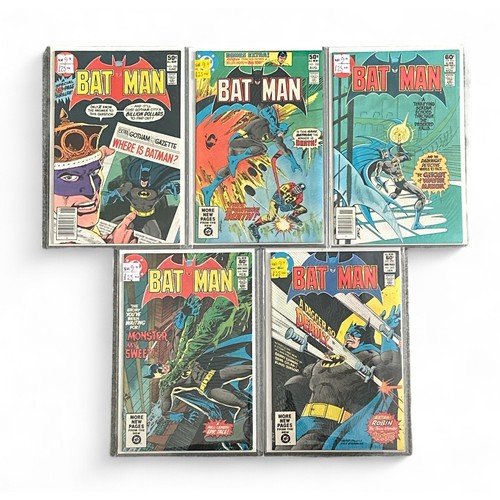 519 - DC Comics Batman 1980s Nos 336, 338, 341, 343, 344: All 5 comics are bagged & boarded in mylar bags,... 