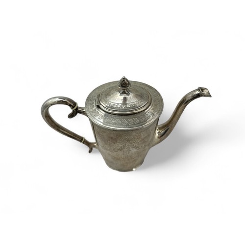 113 - Danish silver coffee pot by P. Hertz hallmarked with three tower mark above 1908 year mark. Inscribe... 