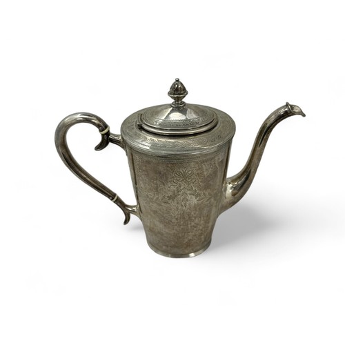 113 - Danish silver coffee pot by P. Hertz hallmarked with three tower mark above 1908 year mark. Inscribe... 