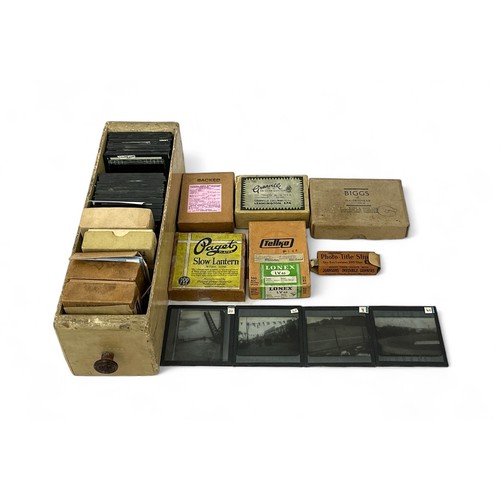 155 - Collection of predominantly 1930’s-1950’s negatives, magic lantern slides and glass negatives, vario... 