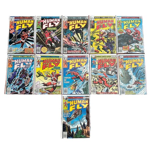 538 - Marvel Comics The Human Fly 1970s Nos 3-7, 10, 12-14, 16, 19: All 11 comics are bagged & boarded, NM... 