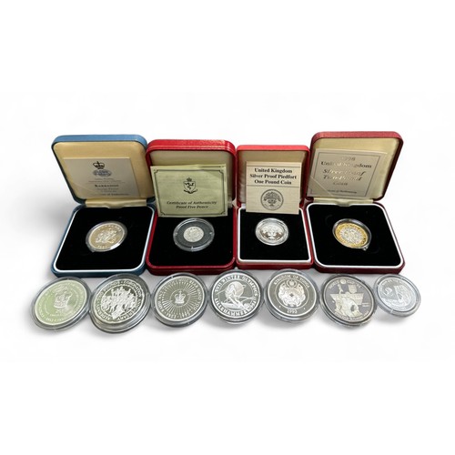 318 - Collection of silver proof FDC coins (11) with boxed piedfort silver proof FDC Alderney £2 1993, Bar... 