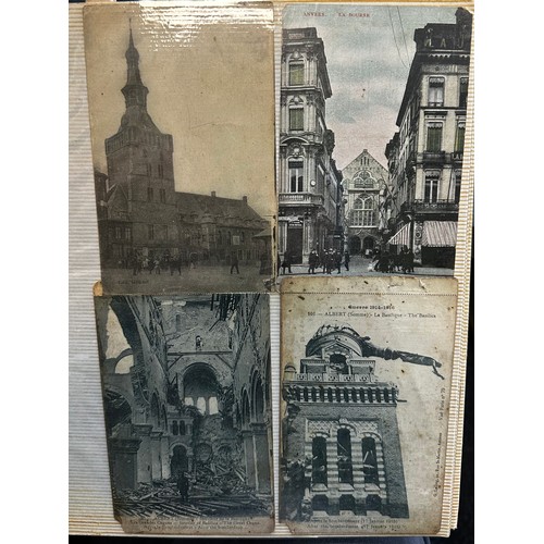 105 - First World War postcard and ephemera collection related to Bombardment in France, in scrapbook albu... 