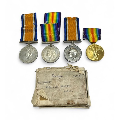 11 - First World War – Joseph R Hewins - First World War British War Medal & Victory Medal pair awarded t... 