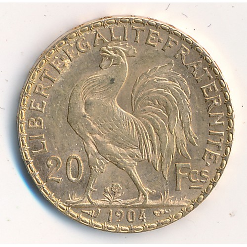 345 - France 1904 20 francs gold coin