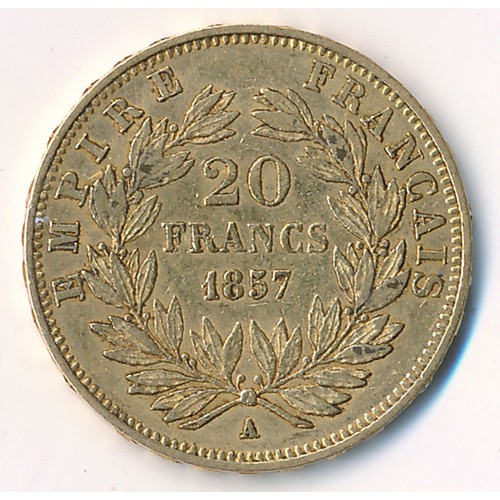 341 - France 1857A 20 francs gold coin