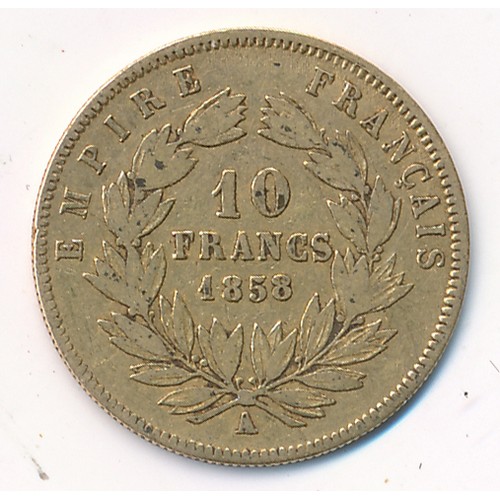 342 - France 1858A 10 francs gold coin