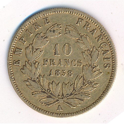 343 - France 1858A 10 francs gold coin