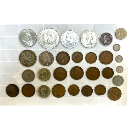 334 - World coins in mixed condition with Germany 5 mark 1903, 3 mark 1910, GB range etc.