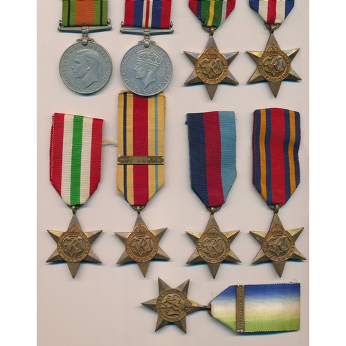 27 - Second World War Medal Group, to include; War Medal, The Defence Medal, The Africa Star with 1st Arm... 