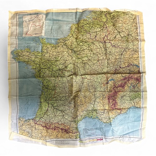 116 - Second World War / WWII Zones of France Second Edition map printed on silk. Folded.