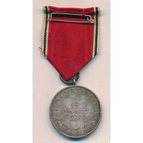 48 - German Third Reich Anchluss Medal for Occupation of Austria, with original ribbon. Second World War.