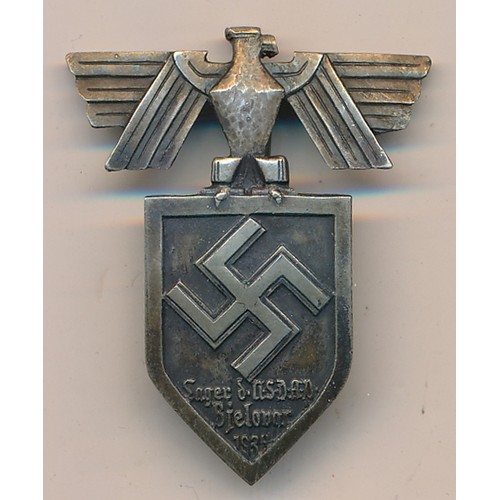 45 - Third Reich Yugoslavia Kingdom NSDAP camp badge 1934, front reads “Sager d NSDAP Bjelodor 1934” mark... 