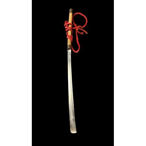 85 - Burmese DHA Sword with Scabbard. Well kept sword, with sharp blade. Scabbard with red rope. Pattern ... 