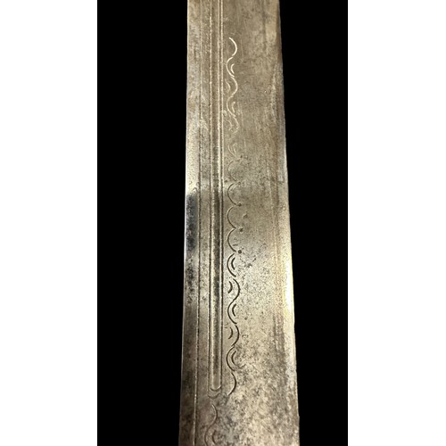 85 - Burmese DHA Sword with Scabbard. Well kept sword, with sharp blade. Scabbard with red rope. Pattern ... 