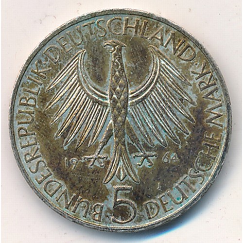 363 - Germany 1964J 5 marks, 150th Anniversary - Death of Gottlieb Fichte, very fine, toned.