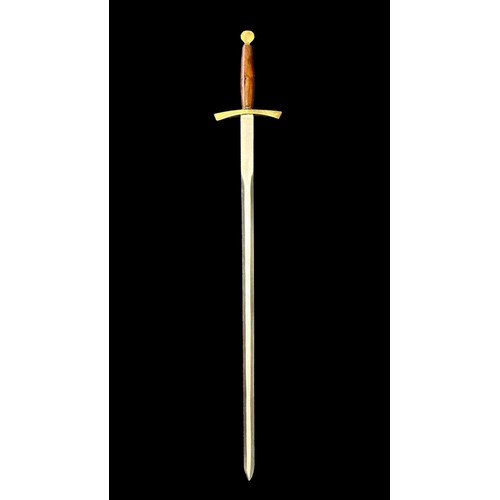 90 - Excalibur Style Sword. Wooden handle with brass guards. Length of Sword 108cm.