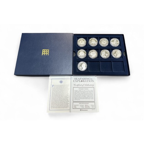 338 - Channel Islands 2009 £5 Seafaring & Exploration silver proofs FDC set of 9 in presentation box with ... 