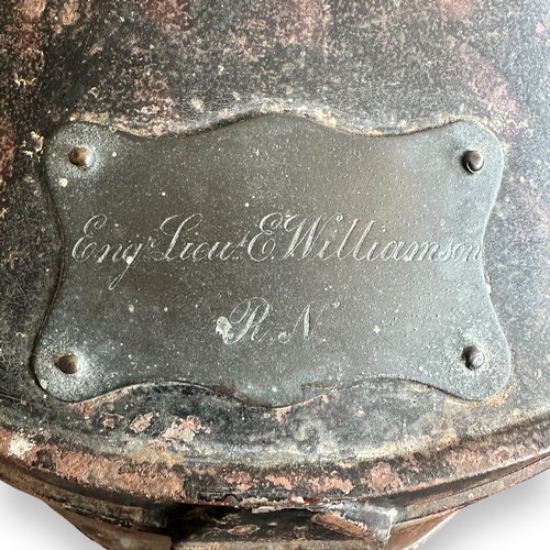 118 - Second World War Tropical Pith Helmet tin (empty) named to Lieut E Williamson. With makers name for ... 