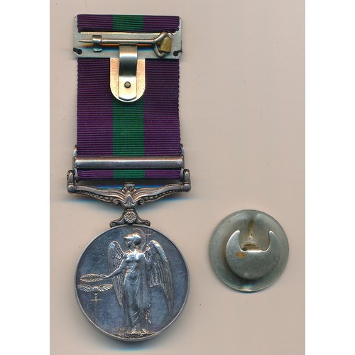 35 - British General Service Medal with Malaya bar awarded to 23439495 TPR T. ROBINSON. K. D. G. Plus a f... 